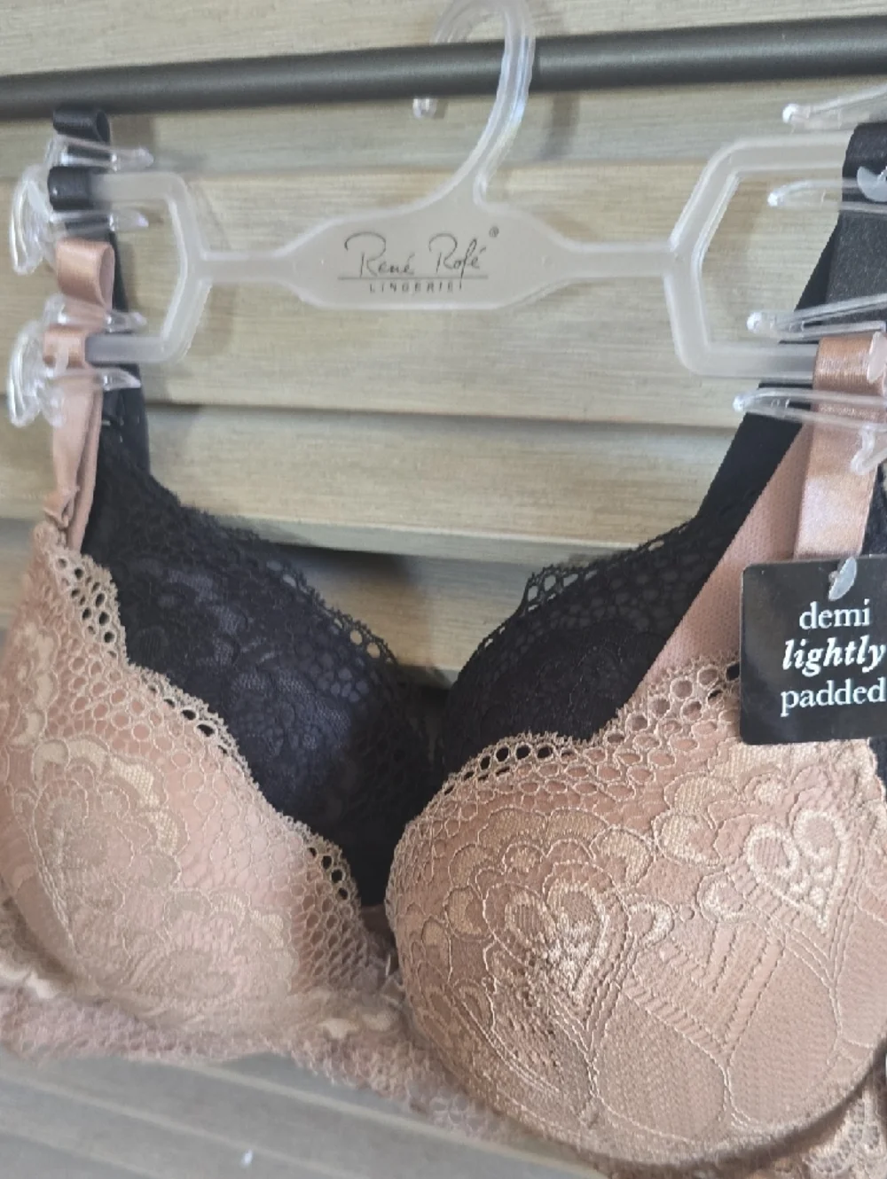 Rene Rofe Two-Tone Lace Underwire Bra - Brown & Black - Picture 6 of 13